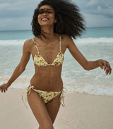 POSITANO BIKINI BOTTOM -- CITRON PANSY FLORAL