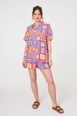 Patchwork Print Short Sleeve Shirt