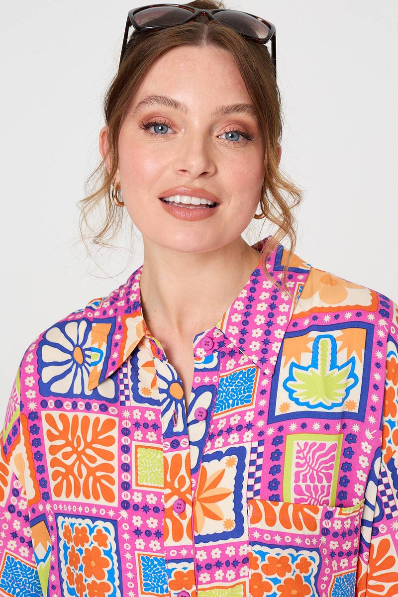 Patchwork Print Short Sleeve Shirt