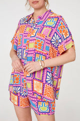 Patchwork Print Short Sleeve Shirt