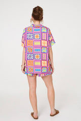 Patchwork Print Short Sleeve Shirt