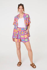Patchwork Print Short Sleeve Shirt
