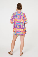 Patchwork Print Short Sleeve Shirt
