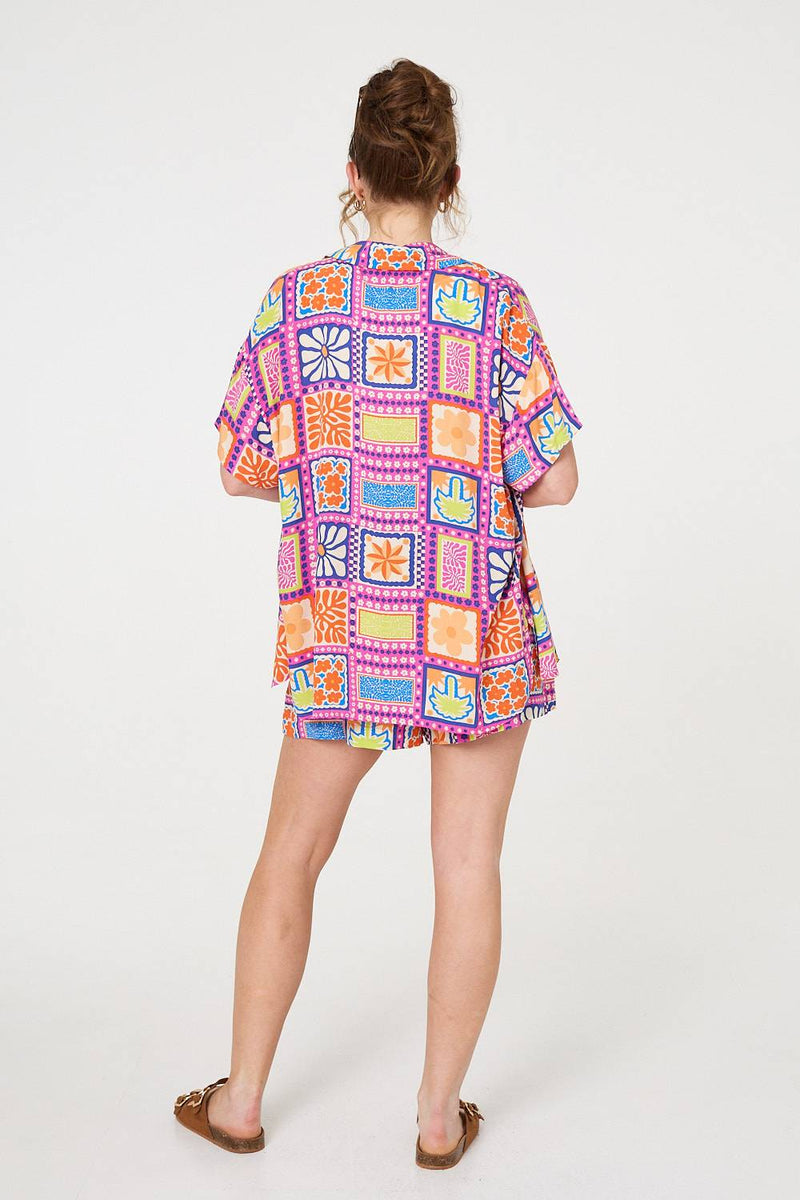 Patchwork Print Short Sleeve Shirt