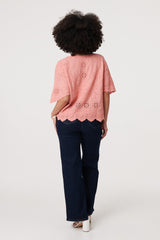 Broderie Anglaise Angel Sleeve Blouse