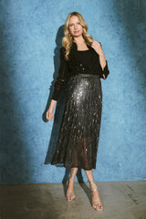 Sequin Striped Sheer Long Sleeve Shirt