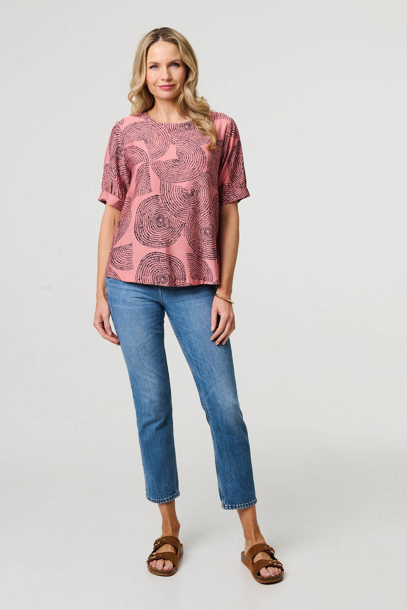 Abstract 1/2 Sleeve Relaxed Top