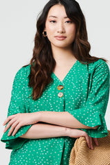 Ditsy Floral 3/4 Flare Sleeve Blouse