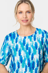 Printed 1/2 Turn-Up Sleeve Blouse