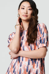 Printed 1/2 Turn-Up Sleeve Blouse
