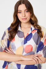 Abstract Semi Sheer High Low Shirt