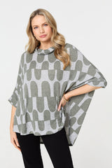 Geo Print Roll Neck Oversized Top