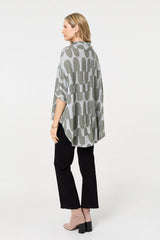 Geo Print Roll Neck Oversized Top