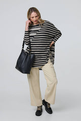 Striped Asymmetric Long Sleeve Tunic Top