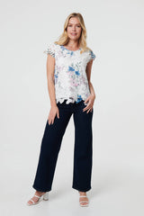 Floral Lace Layered Frilled Blouse Top