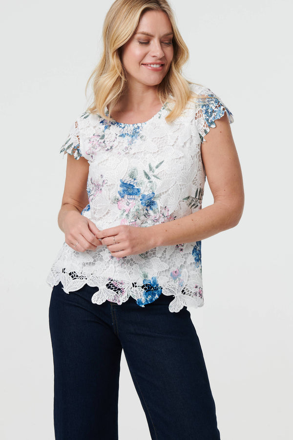Floral Lace Layered Frilled Blouse Top
