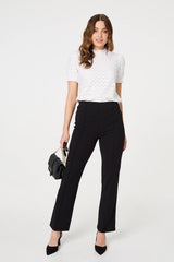 Lace Texture Frilled Short Sleeve Blouse
