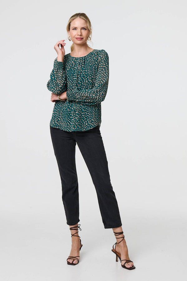 Animal Print Semi Sheer Blouse