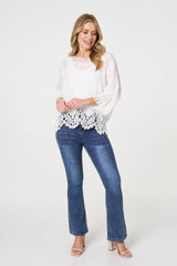 Lace Trim Sheer Layered Blouse