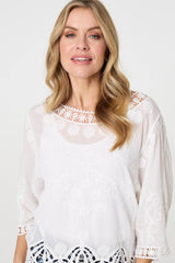 Lace Trim Sheer Layered Blouse