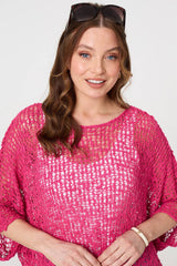 Crochet Knit Texture Batwing Sleeve Top