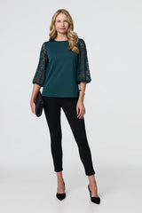 Floral Lace 3/4 Sleeve Blouse