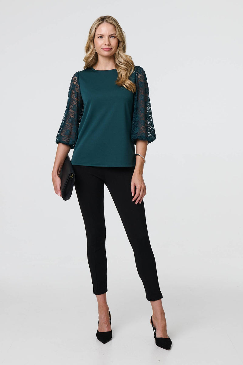 Floral Lace 3/4 Sleeve Blouse