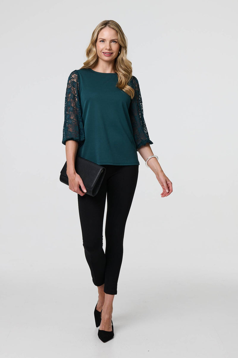 Floral Lace 3/4 Sleeve Blouse
