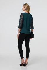 Floral Lace 3/4 Sleeve Blouse