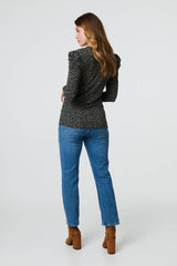 Ditsy Floral Ruffled Long Sleeve Top