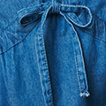 Denim Frill Trim V-Neck Peplum Top