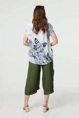 Butterfly Print Short Sleeve Relaxed Tunic