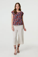 Printed Relaxed Cap Sleeve Shell Top
