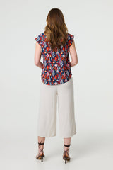 Printed Relaxed Cap Sleeve Shell Top