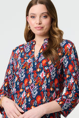 Printed Relaxed 3/4 Sleeve Blouse Top