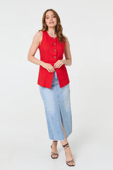 Sleeveless Button Front Waistcoat Top