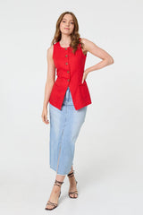 Sleeveless Button Front Waistcoat Top