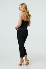 Button Front Strapless Waistcoat Vest Top