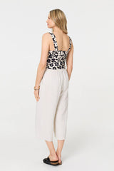 Floral Sleeveless Split Front Crop Top