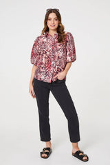 Animal Print Puff Sleeve Shirt