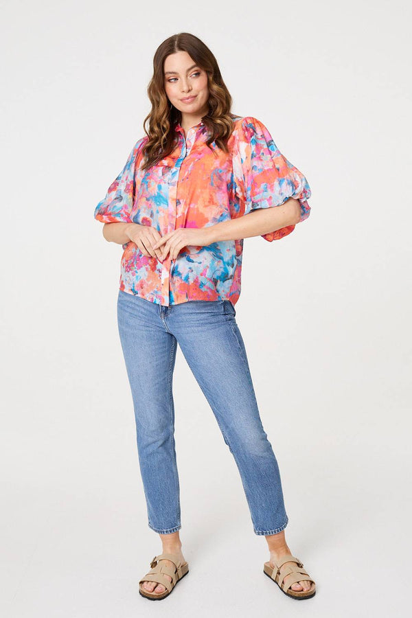 Abstract Print 1/2 Sleeve Shirt