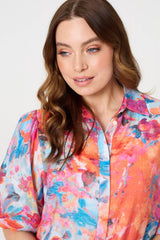Abstract Print 1/2 Sleeve Shirt
