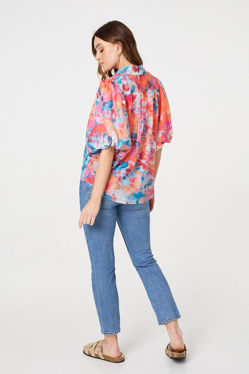 Abstract Print 1/2 Sleeve Shirt