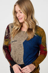 Abstract Long Sleeve Relaxed Knit Top