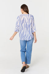 Animal Print 3/4 Flared Sleeve Blouse