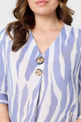 Animal Print 3/4 Flared Sleeve Blouse