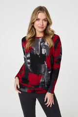 Abstract Knit Long Sleeve Jumper