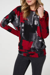 Abstract Knit Long Sleeve Jumper