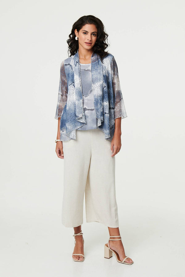Tie Dye Semi Sheer Crochet Waterfall Top