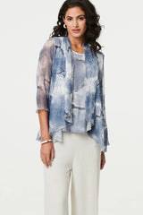 Tie Dye Semi Sheer Crochet Waterfall Top